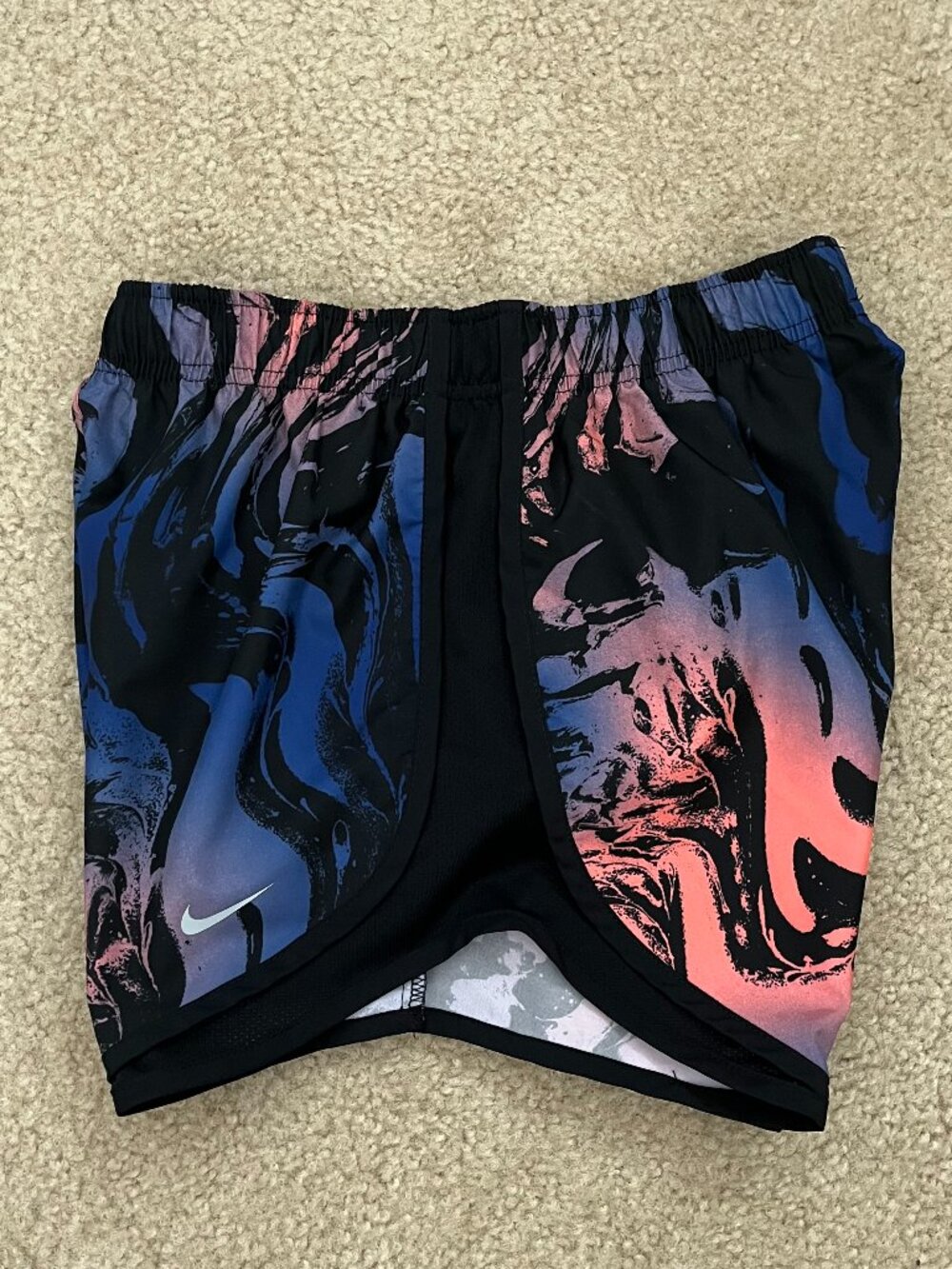 Nike Tempo Athletic Shorts • Size X-Small • Black/Blue/Orange